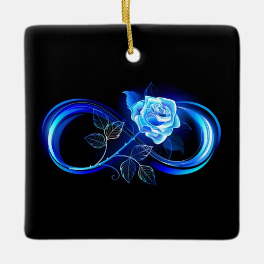 Glowing infinity with blue rose keramikornament (Vorderseite)