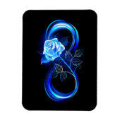 Glowing infinity with blue rose magnet (Vertikal)