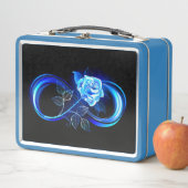 Glowing infinity with blue rose metall brotdose (Beispiel)