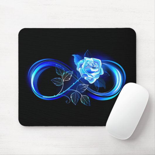 Glowing infinity with blue rose mousepad (Mit Mouse)