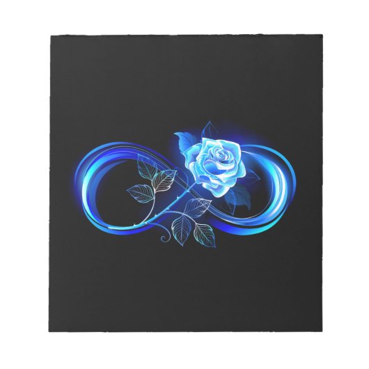 Glowing infinity with blue rose notizblock (Vorderseite)