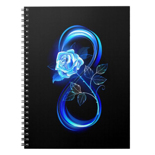 Glowing infinity with blue rose notizblock (Vorderseite)