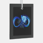 Glowing infinity with blue rose ornament aus glas (Vorderseite Rechts)