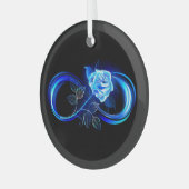 Glowing infinity with blue rose ornament aus glas (Vorderseite links)