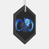 Glowing infinity with blue rose ornament aus glas (Vorderseite Rechts)