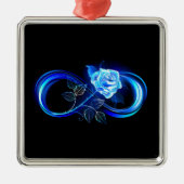 Glowing infinity with blue rose ornament aus metall (Vorne)