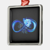 Glowing infinity with blue rose ornament aus metall (Links)