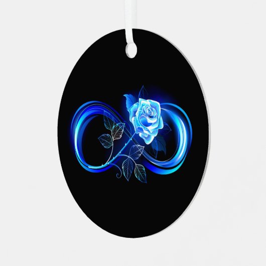 Glowing infinity with blue rose ornament aus metall (Vorderseite links)