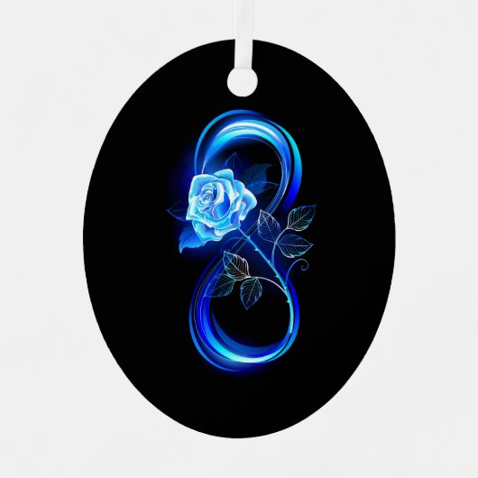 Glowing infinity with blue rose ornament aus metall (Vorderseite)