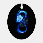 Glowing infinity with blue rose ornament aus metall (Rückseite)