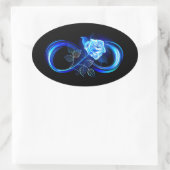 Glowing infinity with blue rose ovaler aufkleber (Tasche)