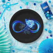 Glowing infinity with blue rose pappteller (Party)