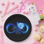 Glowing infinity with blue rose pappteller (Party)