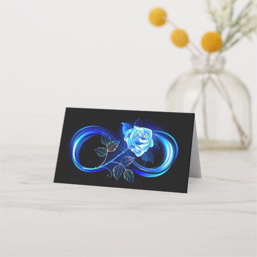 Glowing infinity with blue rose platzkarte (Vorderseite)