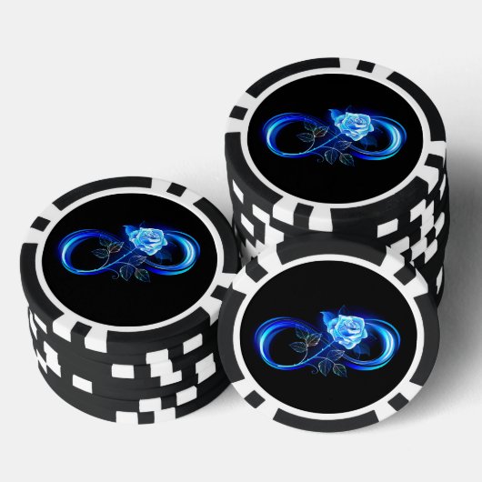 Glowing infinity with blue rose pokerchips (Stapel)