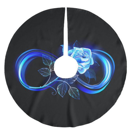 Glowing infinity with blue rose polyester weihnachtsbaumdecke (Vorderseite)