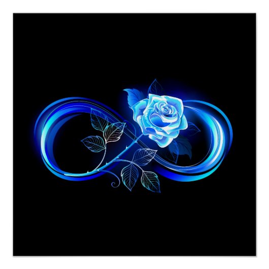 Glowing infinity with blue rose poster (Vorderseite)