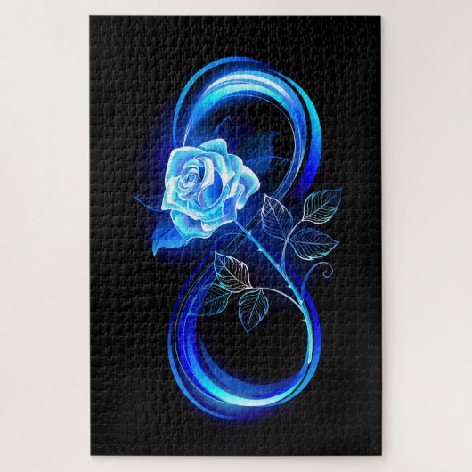 Glowing infinity with blue rose puzzle (Vertikal)