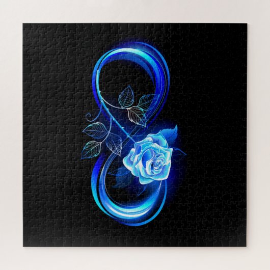 Glowing infinity with blue rose puzzle (Horizontal)