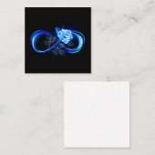 Glowing infinity with blue rose quadratische visitenkarte (Vorne/Hinten)