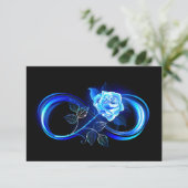 Glowing infinity with blue rose RSVP karte (Stehend Vorderseite)
