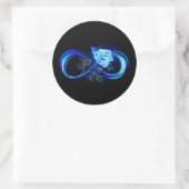 Glowing infinity with blue rose runder aufkleber (Tasche)