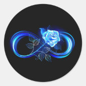 Glowing infinity with blue rose runder aufkleber (Vorderseite)
