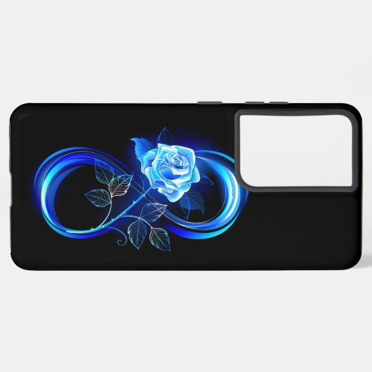 Glowing infinity with blue rose samsung galaxy hülle (Rückseite (Horizontal))