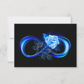 Glowing infinity with blue rose save the date (Vorderseite)