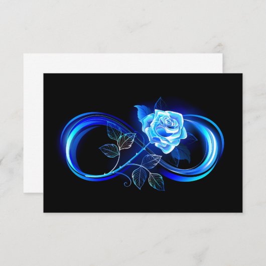 Glowing infinity with blue rose save the date (Vorne/Hinten)