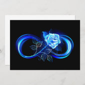 Glowing infinity with blue rose save the date (Vorne/Hinten)