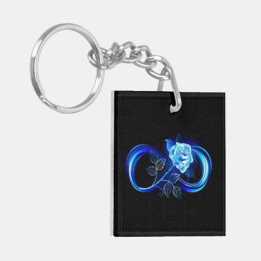 Glowing infinity with blue rose schlüsselanhänger (Vorderseite links)