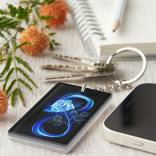 Glowing infinity with blue rose schlüsselanhänger (Vorderseite rechts)
