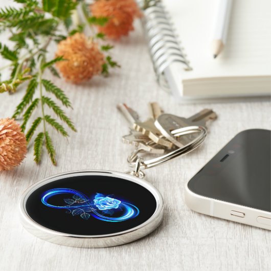 Glowing infinity with blue rose schlüsselanhänger (Seite)