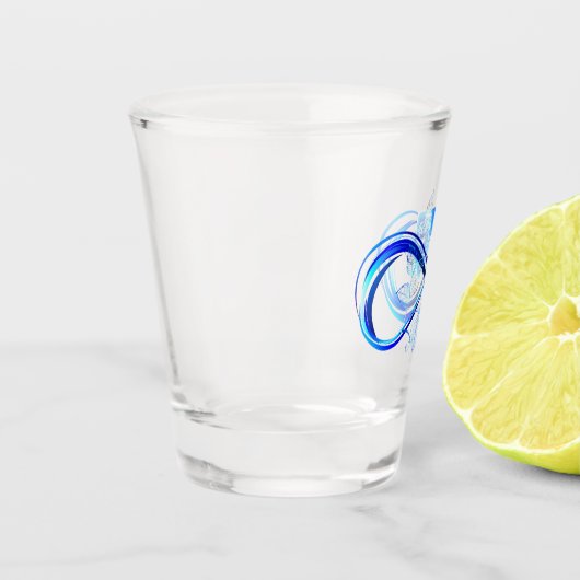 Glowing infinity with blue rose schnapsglas (Links)