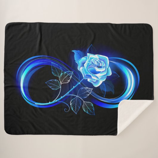 Glowing infinity with blue rose sherpadecke (Vorderseite (Horizontal))