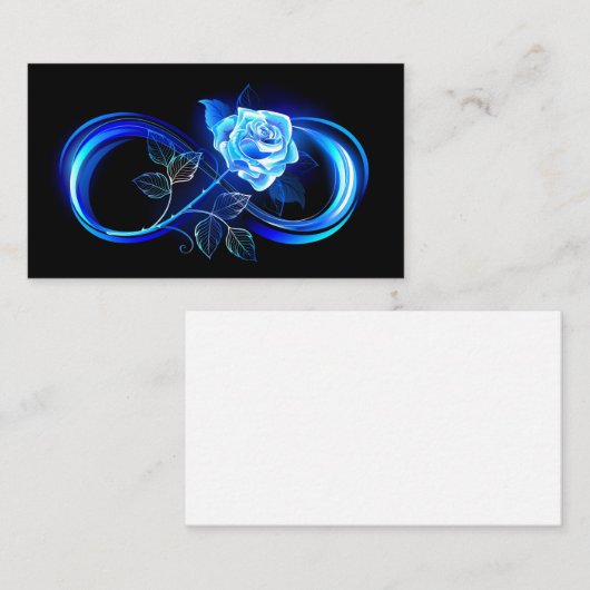 Glowing infinity with blue rose telefonnummerkarte (Vorne/Hinten)