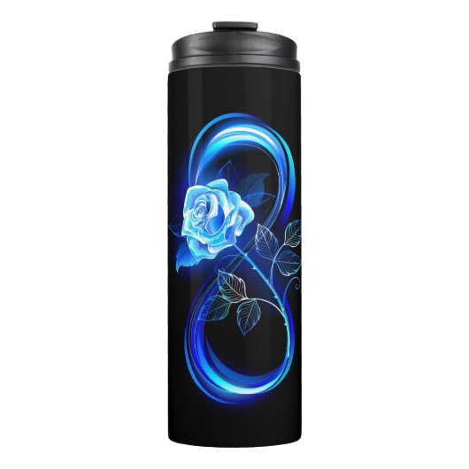 Glowing infinity with blue rose thermosbecher (Vorderseite)