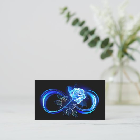Glowing infinity with blue rose visitenkarte (Stehend Vorderseite)