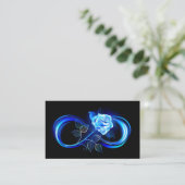 Glowing infinity with blue rose visitenkarte (Stehend Vorderseite)