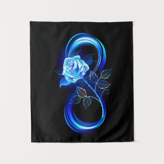 Glowing infinity with blue rose wandteppich (Vorderseite)