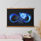 Glowing infinity with blue rose wandteppich mit holzrahmen (Schlafzimmer)