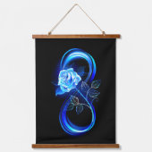 Glowing infinity with blue rose wandteppich mit holzrahmen (Vorderseite)