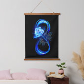 Glowing infinity with blue rose wandteppich mit holzrahmen (Schlafzimmer)