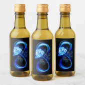 Glowing infinity with blue rose weinetikett (Flaschen)
