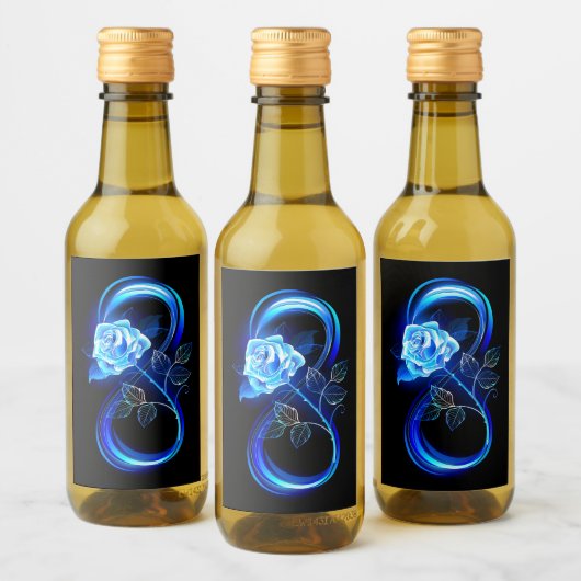 Glowing infinity with blue rose weinetikett (Flaschen)