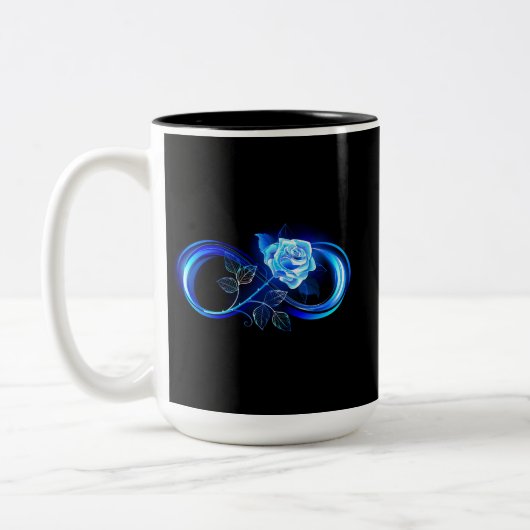 Glowing infinity with blue rose zweifarbige tasse (Links)