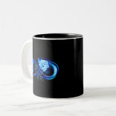 Glowing infinity with blue rose zweifarbige tasse (Vorderseite Links)