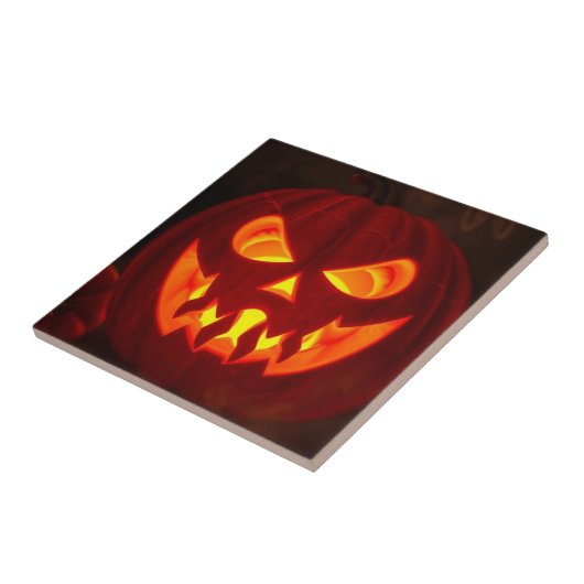 Glowing Jack-O-Lantern Halloween Ceramic Tile Fliese (Seite)