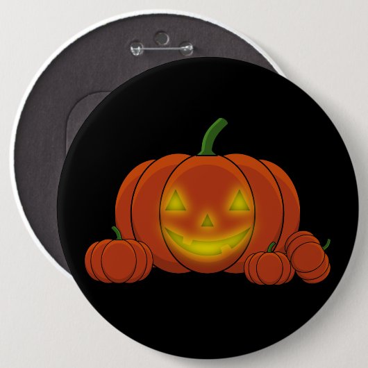 Glowing Jack-o'-Lantern Pumpkin Button (Vorne & Hinten)